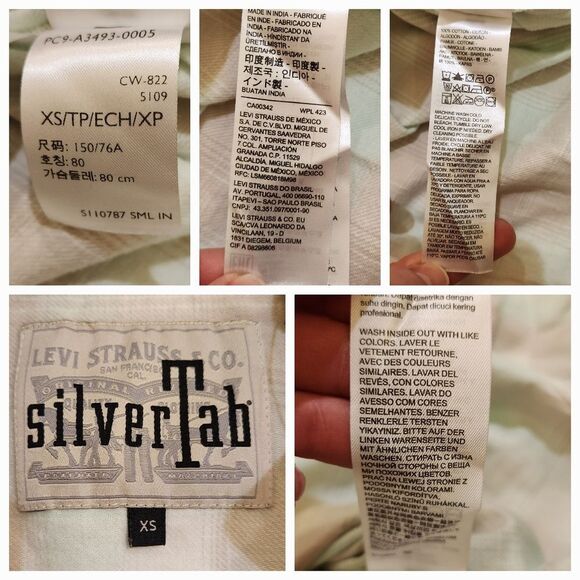 🔸NWT Levi's Silver Tab Mint Plaid Buttoned Front Long Sleeve Flannel Top XSmall - Picture 12 of 12